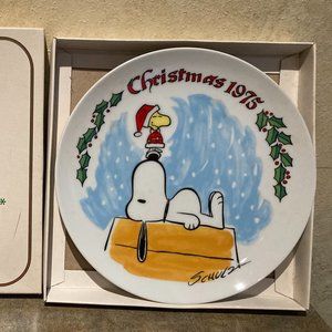 PEANUTS SNOOPY & WOODSTOCK 1975 Limited Edition Christmas Plate